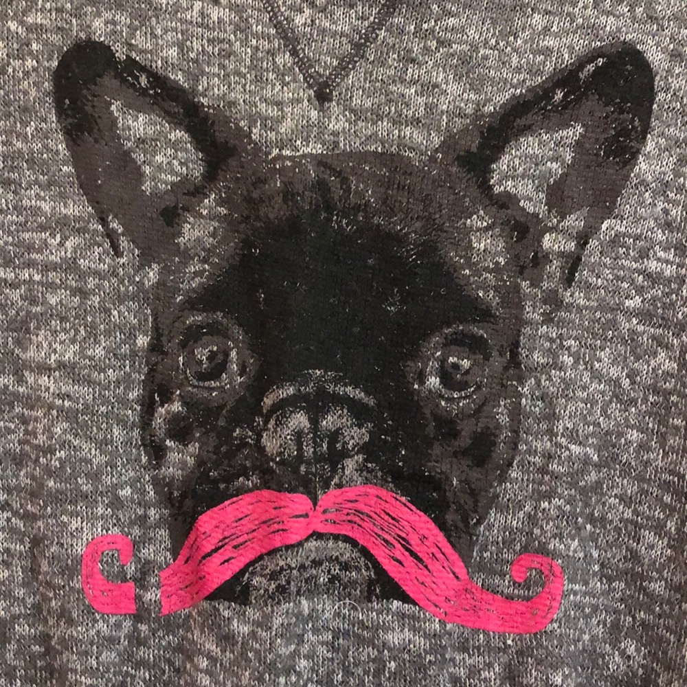 Girls Pug Pink Mustache Long sleeve top, M (10/12)